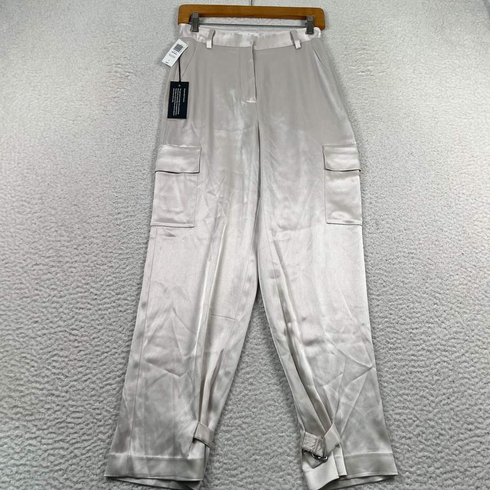 Aritzia Satin Cargo Pants in Silver